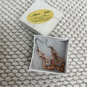 Albert Gilles Women's Copper Art Deco Small Dangle Earrings Retro Bohemian Retro